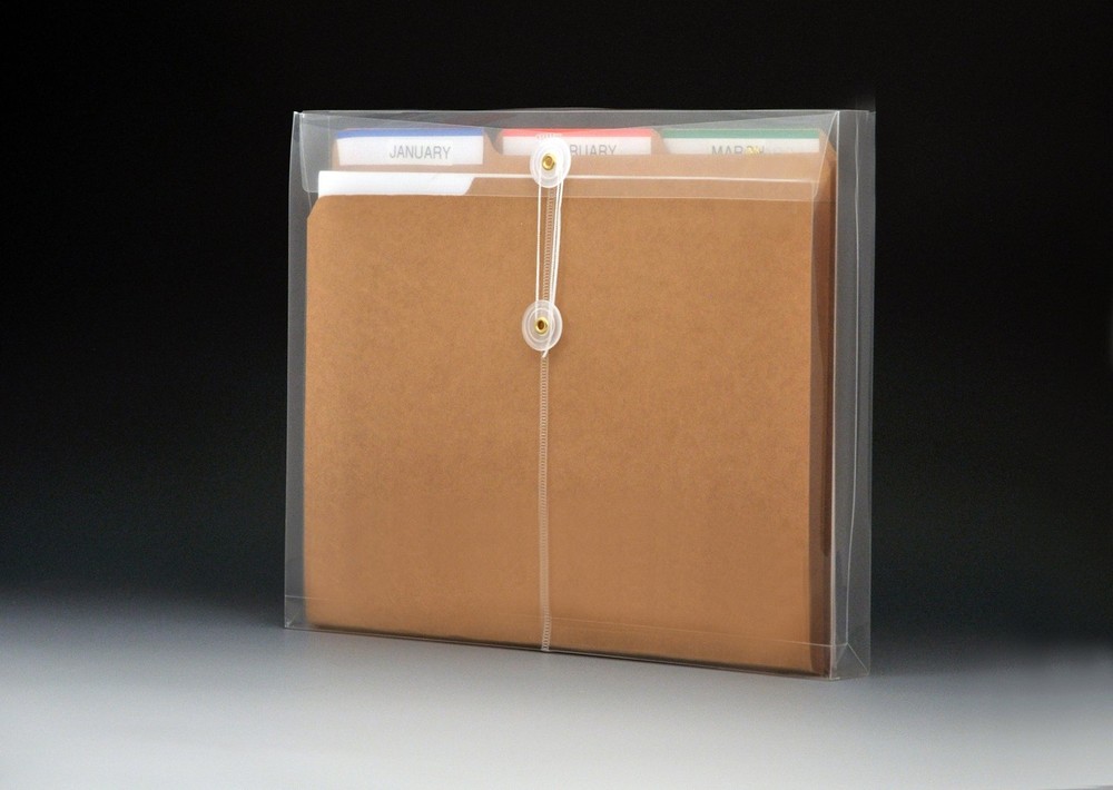 Clear Poly Envelope Letter Size Gusset String Tie Side Load 6 Pack