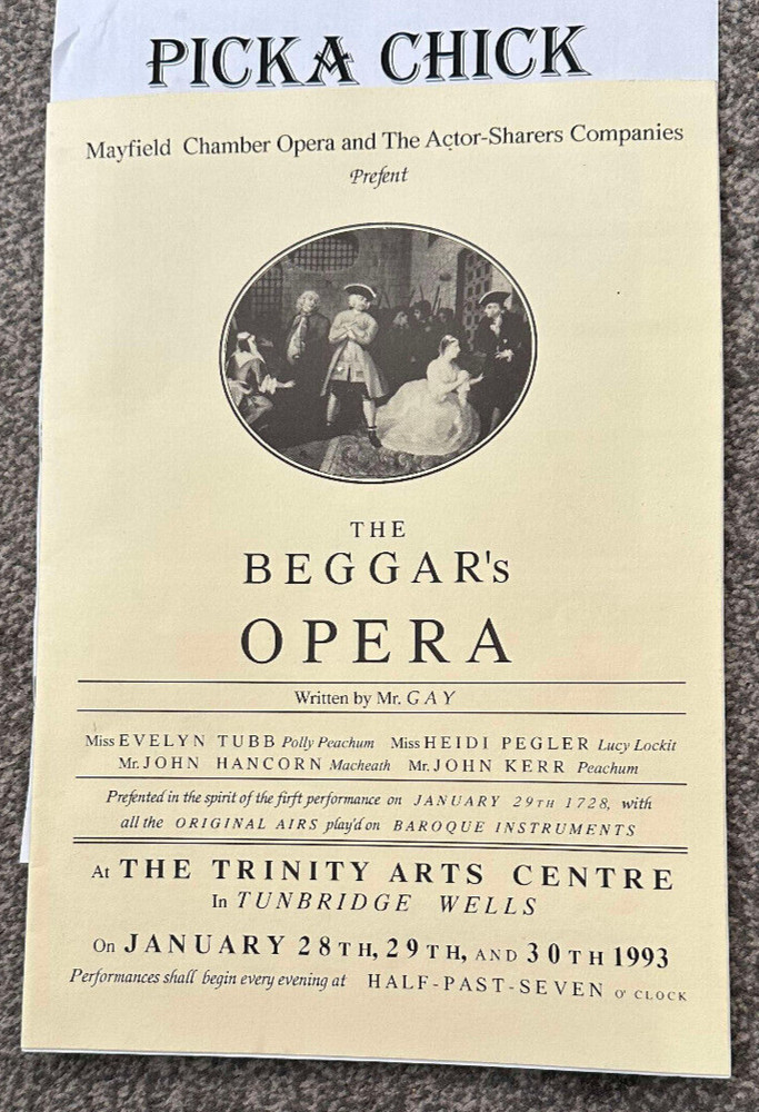 the beggar's opera programme written by Mr. G A Y