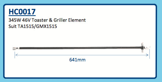 345W 46V TOASTER & GRILLER ELEMENT HC0017 TA1515 GMX1515