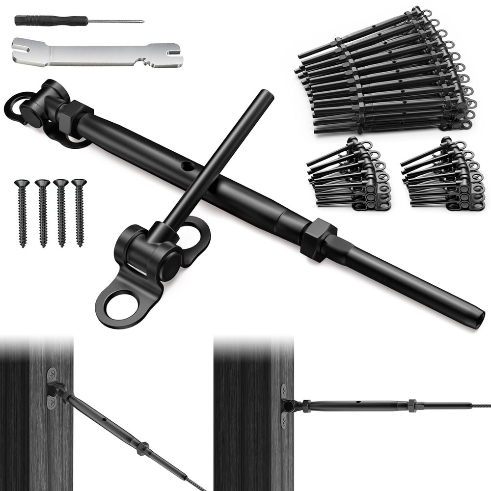 30 Pair 1/8" Black Cable Railing Kit Swage Toggle Turnbuckle Hardware Adjustable
