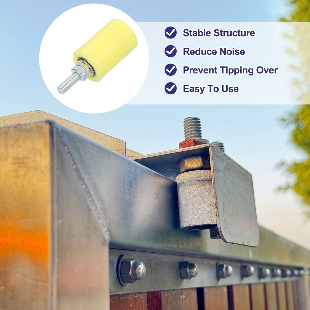 8Pcs Slide Gate Guide Roller, 2.3" Nylon Rollers Gate Support Assembly, Yellow