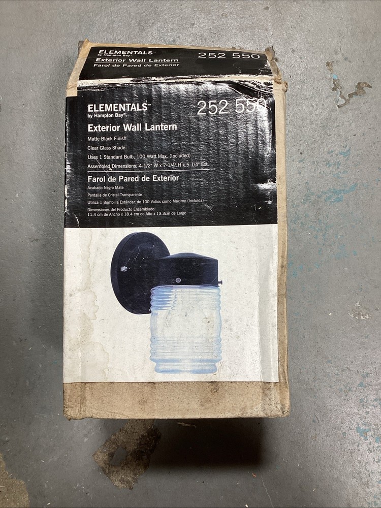 Elementals 252 550 Exterior Wall Lantern Matte Black New