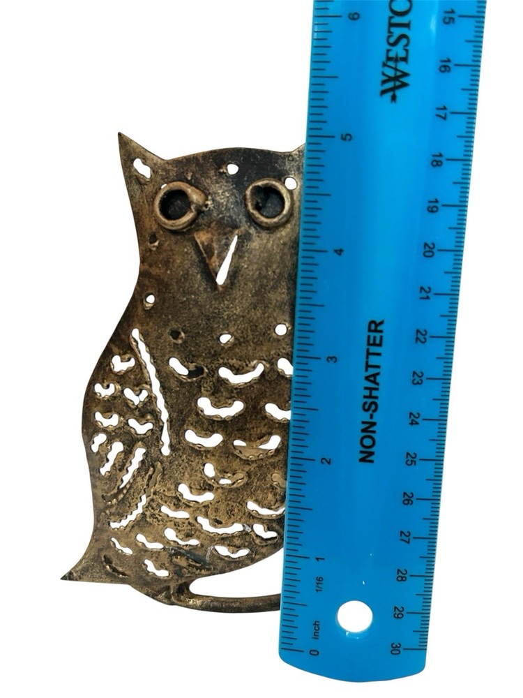 Whimsical Gold Metal Owl Tealight Holder