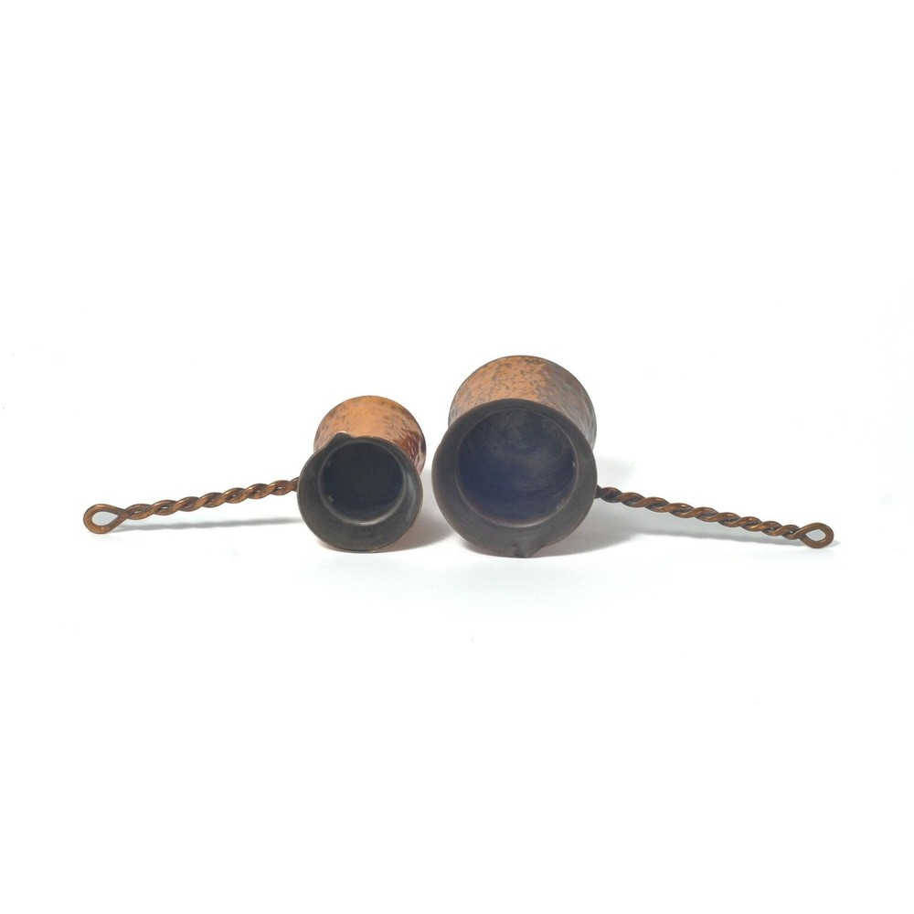 Vintage Copper Turkish Coffee Pots: Rustic Kitchen Decor, Twisted Handles