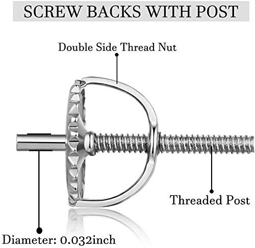 Catinee Screw Earring Backs,14K Gold Plated Sterling Silver Thread for Studs,
