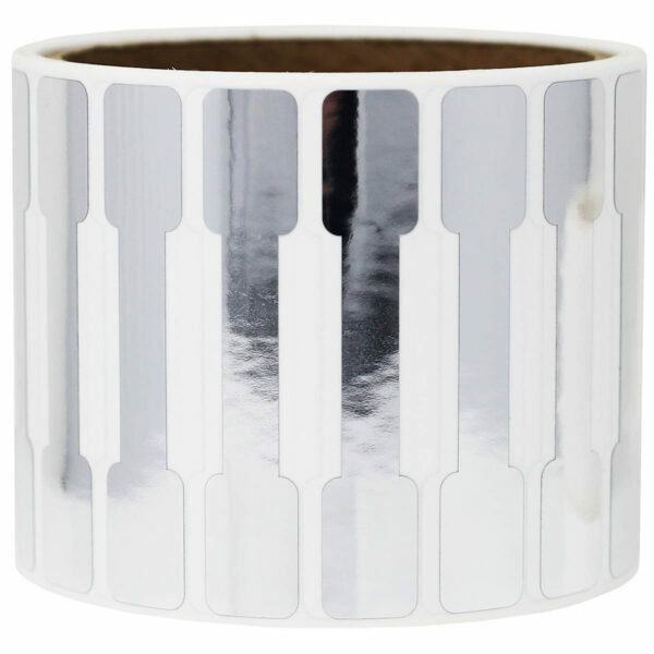 Silver Metallic Tamper Evident Labels | 0.5" x 2.75" Special Shape - 500 Pack