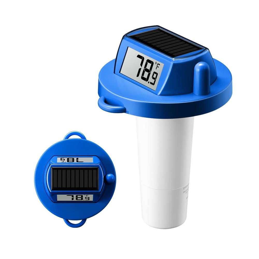 Solar Pool Thermometer Floating, Digital Swimming Thermometer, Dark Blue