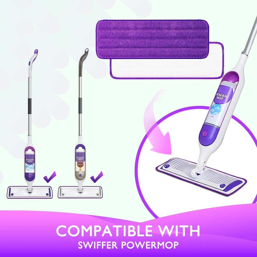 Multi Surface Mop Pads, Microfiber Refills For Spray Mops, 4 Pack, Purple