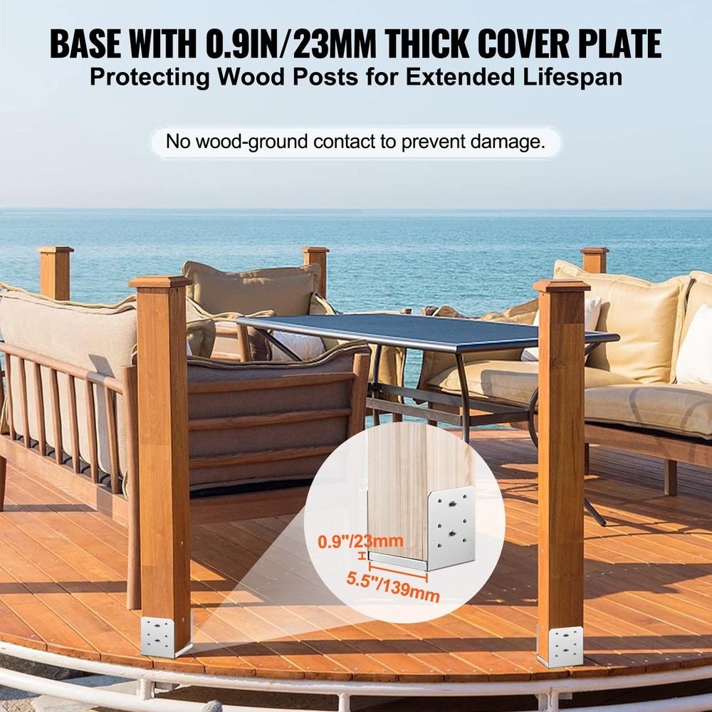 6"x 6" Post Base 1Pcs Stainless Steel Adjustable Post Anchor Bracket(Inter