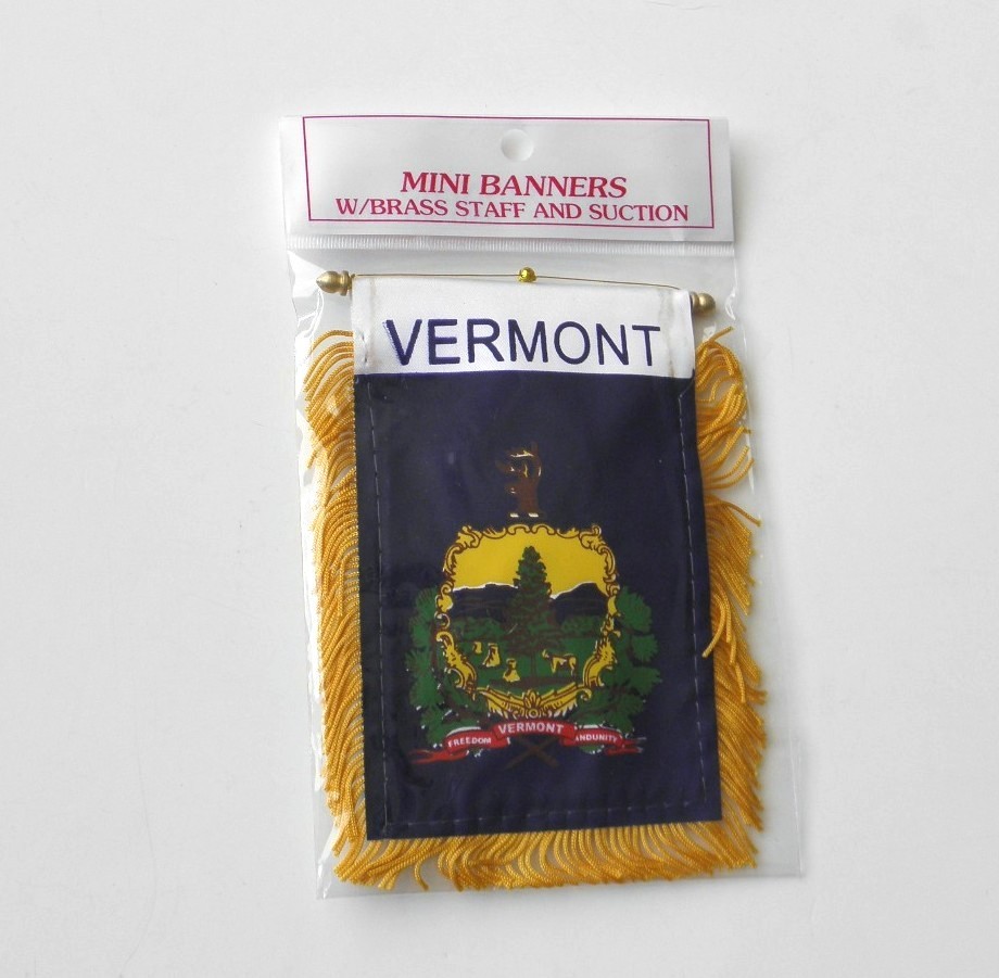 VERMONT MINI POLYESTER US STATE FLAG BANNER 3 X 5 INCHES