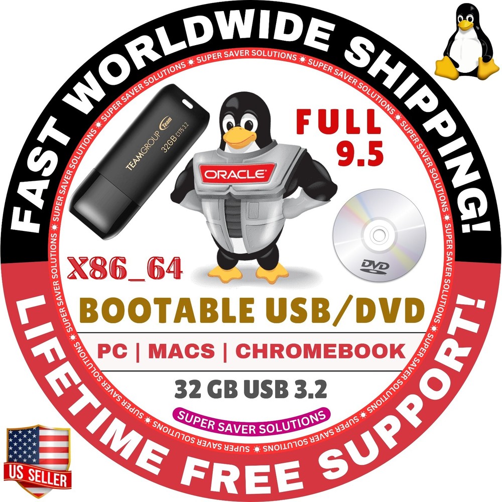 ORACLE LINUX OS 9.5 BOOT USB/DVD AARCH64 / x86_64 / ALL VERSIONS / FAST SHIP