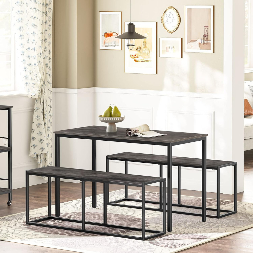 Dining Bench, 47.2 Inch Table Bench, Industrial Style Kitchen Bench, Steel Frame