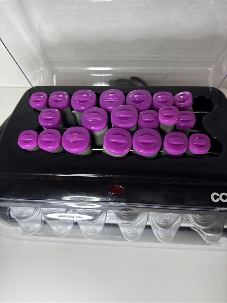 Conair Curls Waves 20 Multi Size Flocked Hot Rollers 12 Clips HS32RX Hot Rollers