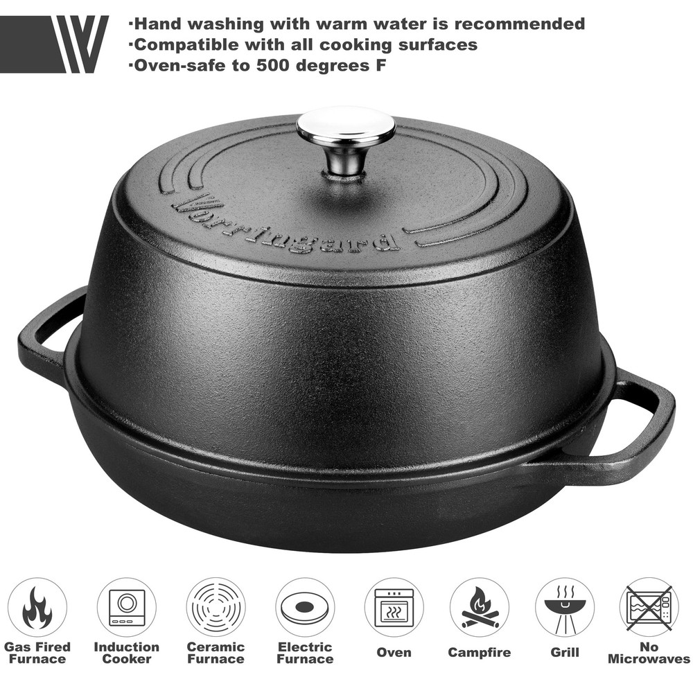 VORRINGARD Cast Iron Dutch Oven Pot with Lid for Bread Baking - include Blue
