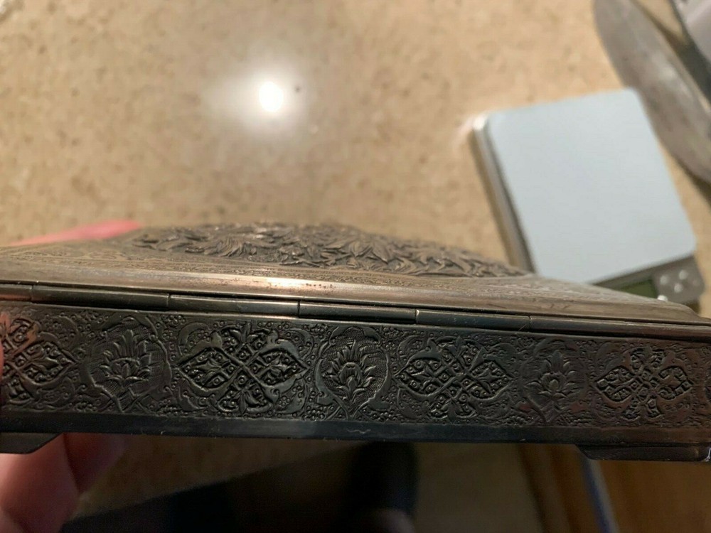 Antique Handmade Persian Silver Box Superb Example Mint Condition Signed