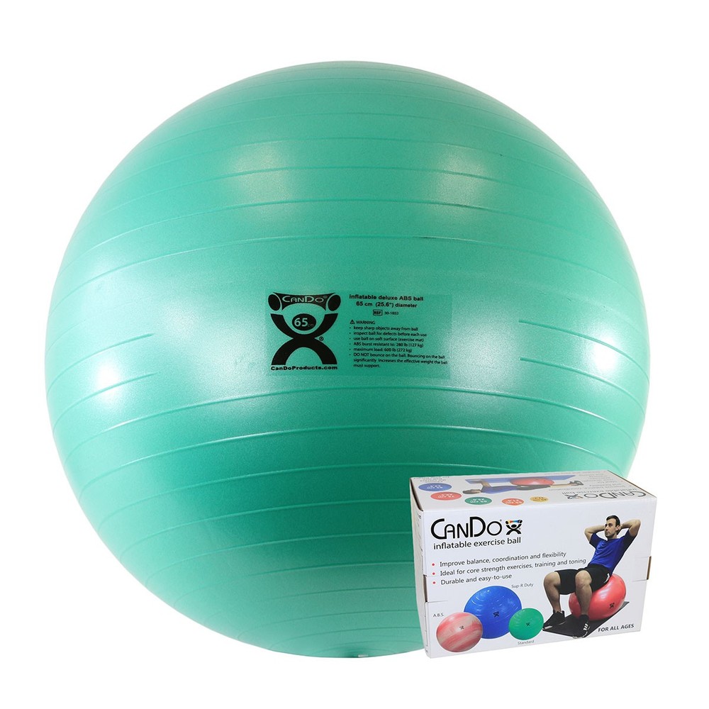 CanDo Inflatable Exercise Ball - ABS Extra Thick - Green - 26". Retail Box