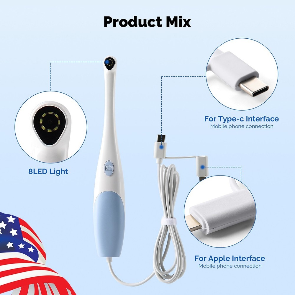 Dental Intraoral Camera LED High Resolution Interface 8 White Cold Light USB