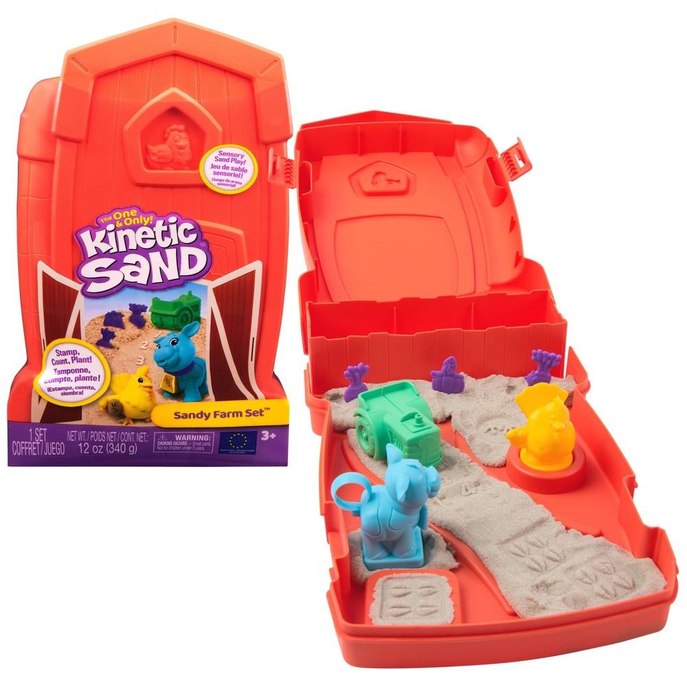 Kinetic Sand, Sandy Farm Set, Creative Easter Gifts, Includes 12oz Moldable P...