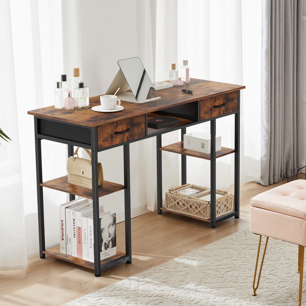 48" Rectangular Computer Study Desk 3-Drawer Office Laptop PC Work Table W/Shelf