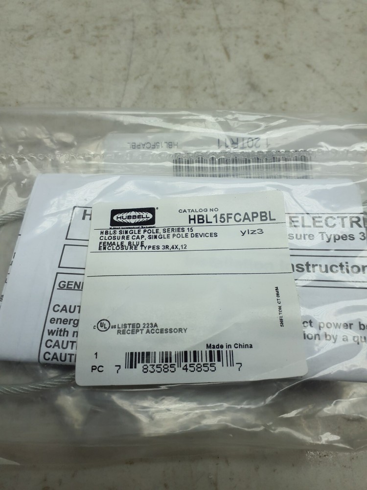 HUBBELL HBL15FCAPBL Single Pole Connector Protective Cap Blue