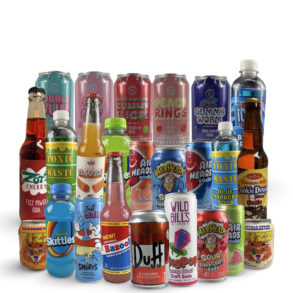 Candy & Fun Drink and Soda Sampler Box – 10 Unique Cans or Bottles | No Duplicat