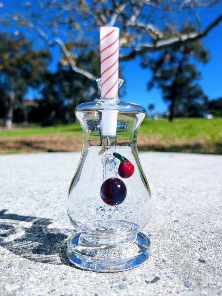 7" Cute Cherry Float Bong Showerhead Perc Premium Quality Water Pipe Hookah