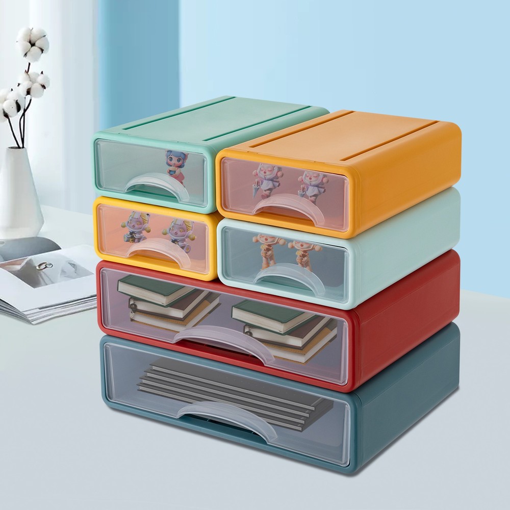 Stackable Storage Box with 6 Drawers Tabletop Drawers Organizer Storage Drawers