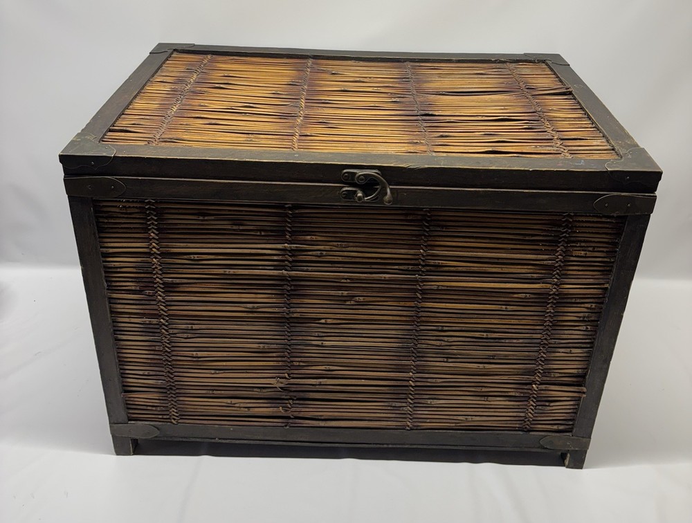 Vintage 1970s Split Bamboo & Brass Mounted Trunk