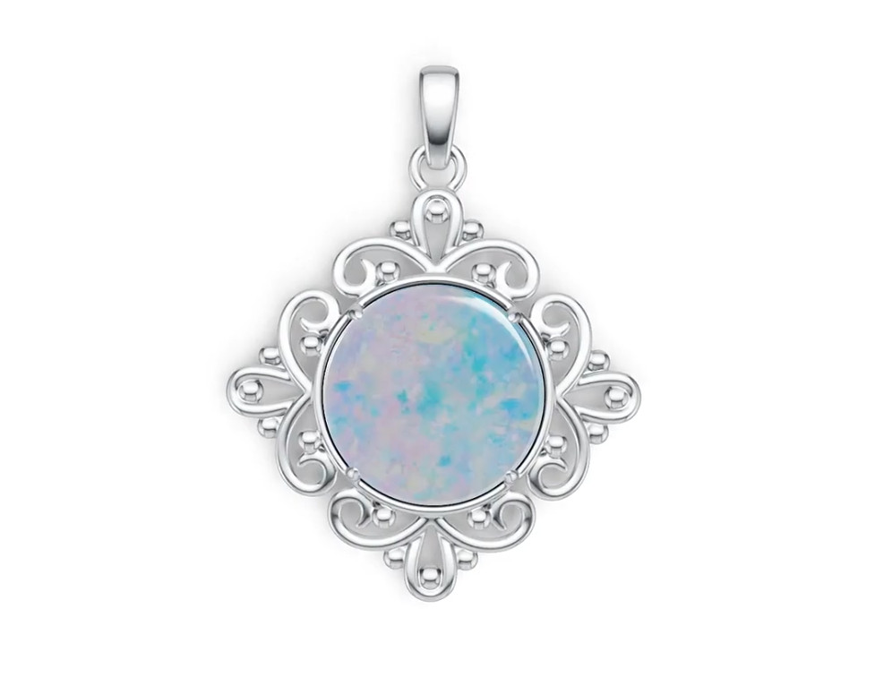 Sterling Silver Semi Mount Pendant Setting Round RD 15x15mm
