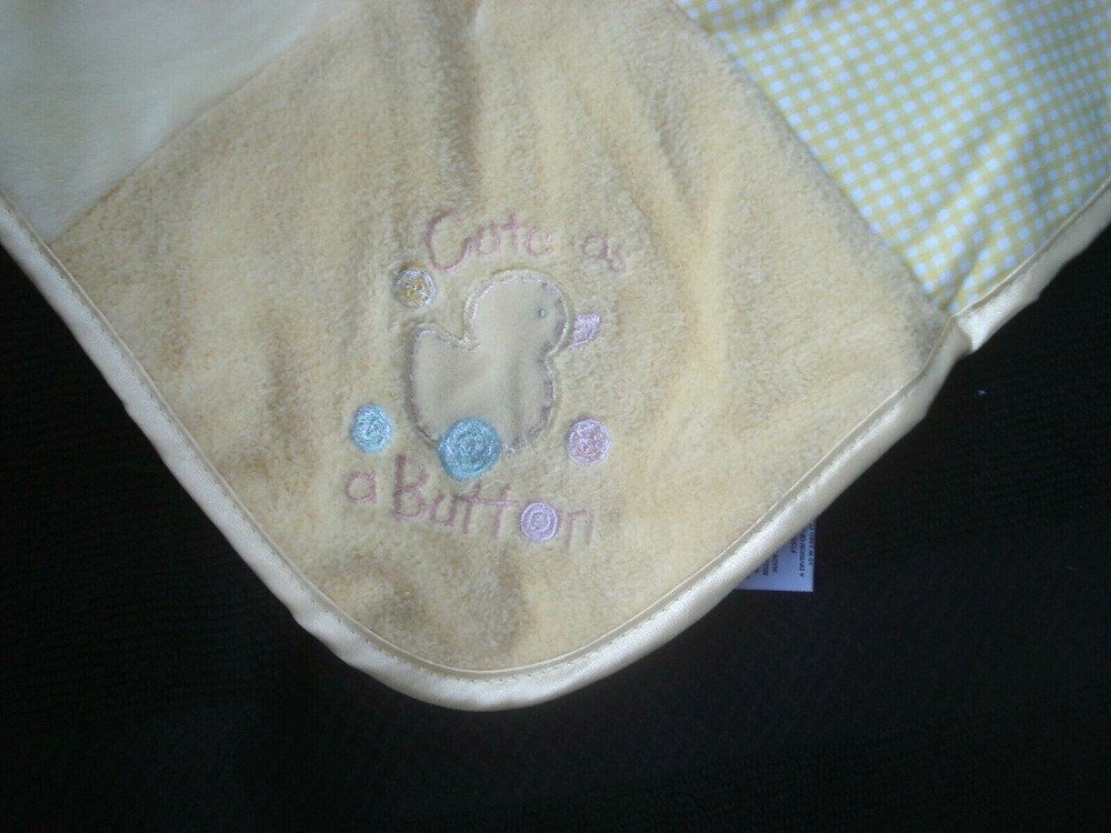 Baby Essentials Yellow Duck Patchwork Security Blanket "Cute as a Button" NEW