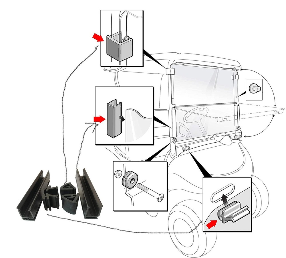 Dr.Acces Golf Cart Windshield Mounting Kits | Sash...