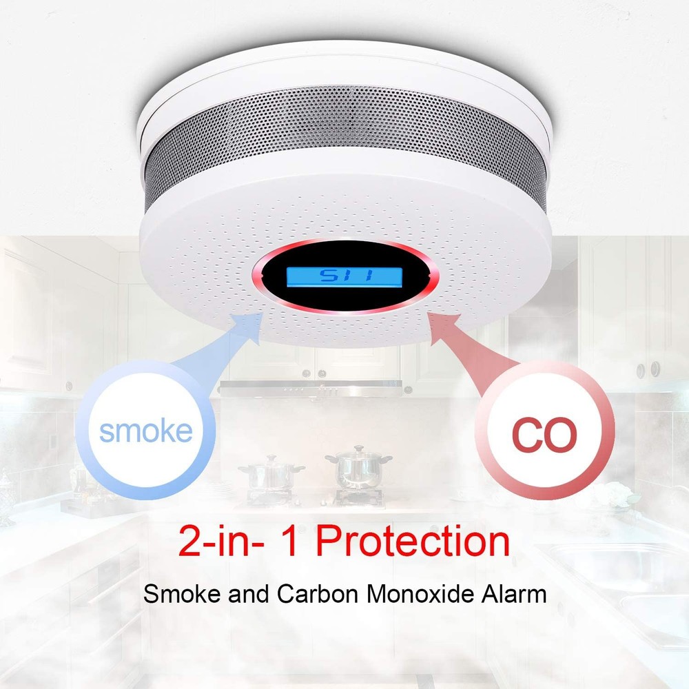 Indoor Smoke & Carbon Monoxide Detector Alarm with Test Button