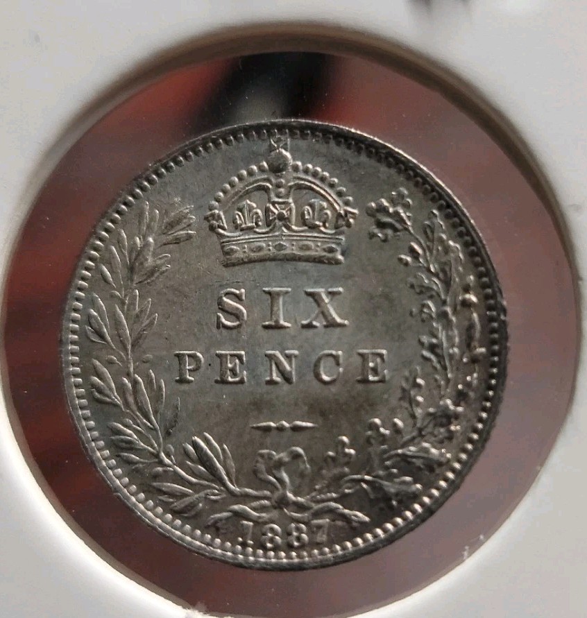1887 GREAT BRITAIN SILVER 6 PENCE uncirculated