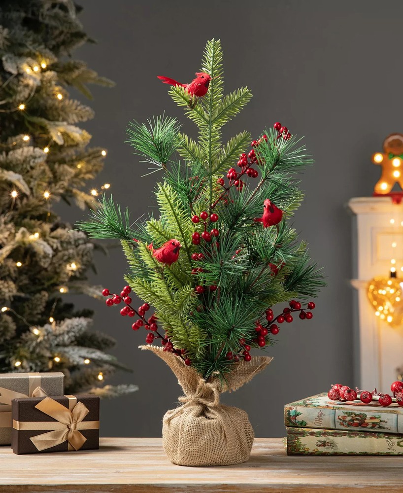 Glitzhome 20" Christmas Cardinal Table Tree Decor - NEW