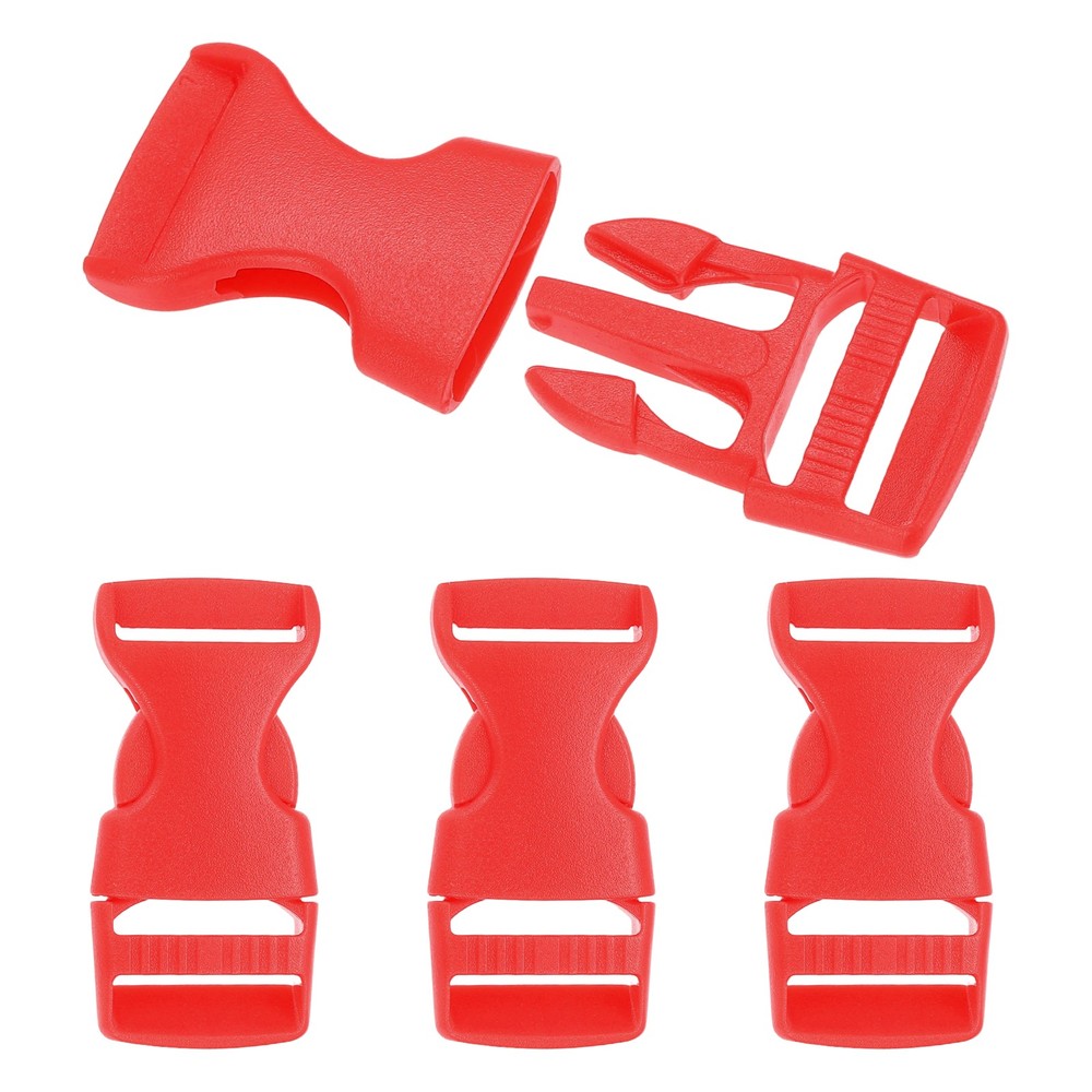 4 Pack Quick Side Release Buckle, 0.8" Plastic Buckle Clip, Red