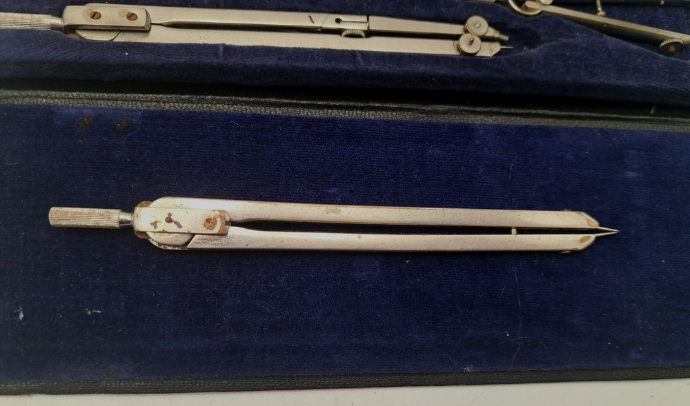 Charvos Drafting Set Engineering Mechanical Tools & Case 7 Piece Vintage READ