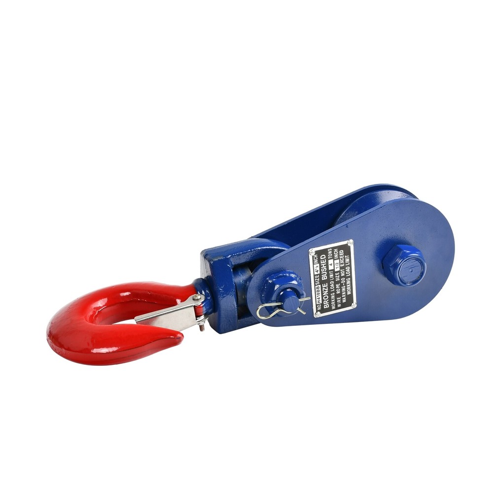 Snatch Block With Hook 4 Ton 4-1/2" For 1/2" Wire Rope Roll Back