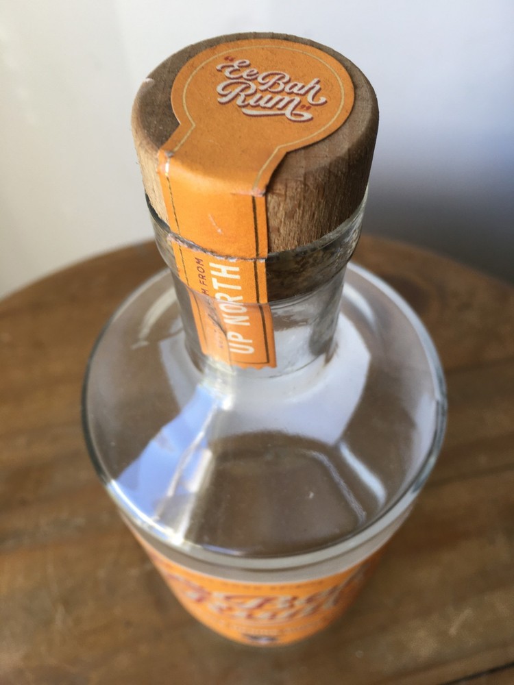 Empty Ee Bah RUM Bottle 70cl pineapple upside down cake UPCYCLE RECYCLE CRAFT