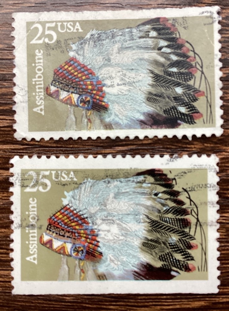 Inking Error Indian Headress SC2501 Top Stamp is Normal