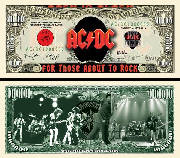OUR ACDC BAND DOLLAR BILL (2 Bills)