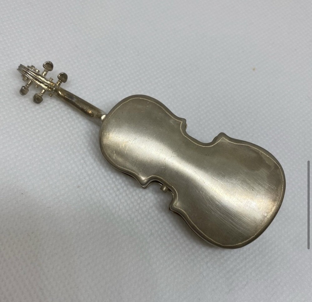 Handmade Silver and 14k Gold Violin Pill Box Trinket