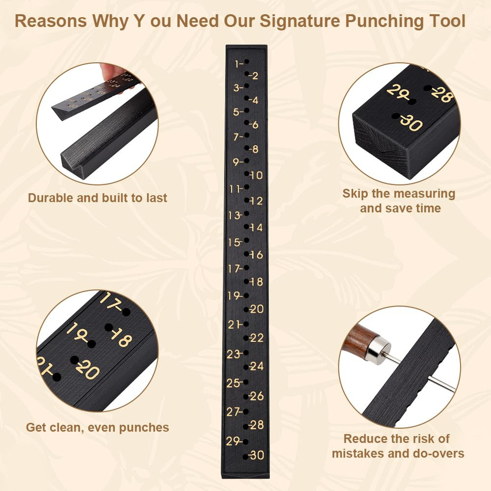 12" Bookbinding Punching Tool with Scale Guide for DIY Notebook Journal Crafts