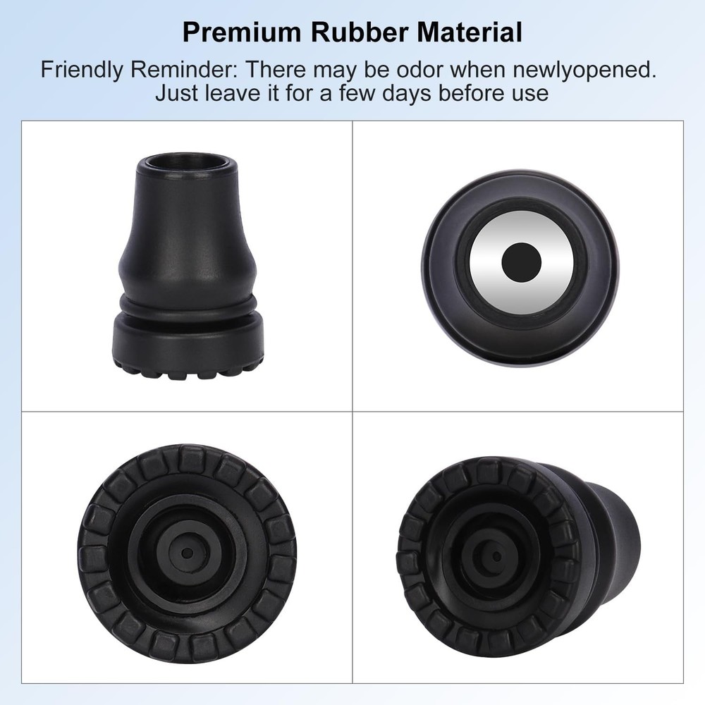 3/4" Heavy-Duty Cane Tips - 4-Pack Non-Slip Replacement for Walking Aids