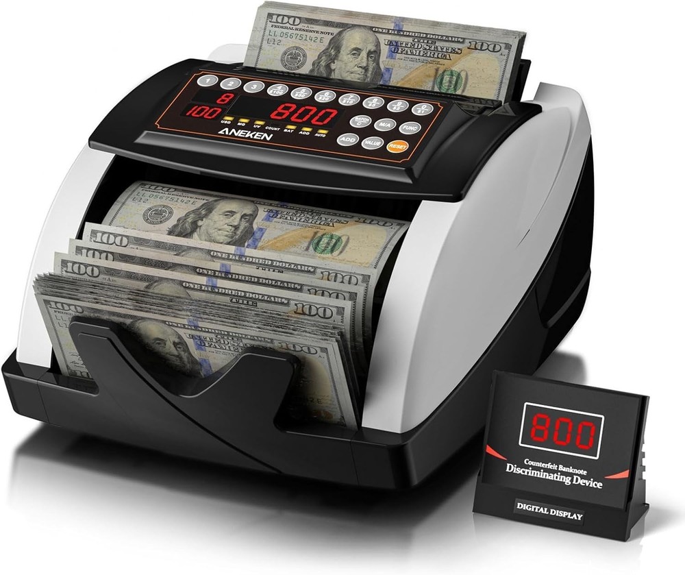 Compact Money Counter Machine with 200 Note Capacity & Fast Counting Features