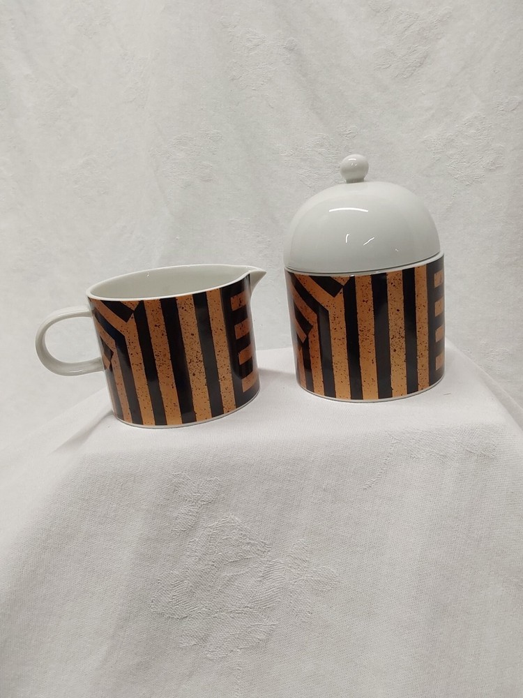 Sasaki Copper Fields Sugar Bowl And Creamer