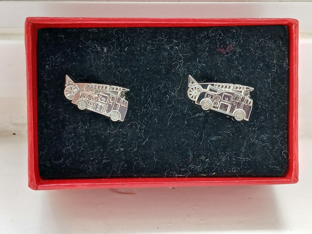 Vintage Style Chrome "Fire Engine" Cufflinks New without Box