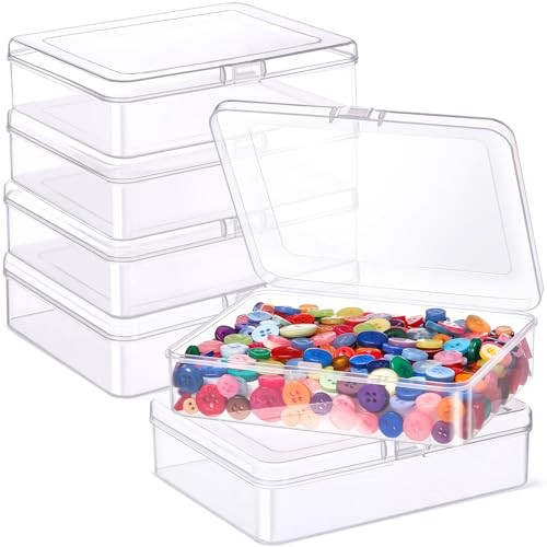 6 Pieces Mini Plastic Clear Beads Storage Containers Box for 5 x 4 x 1.3 Inch