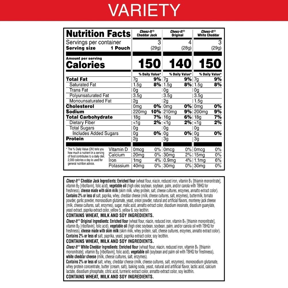 Variety Pack Baked Snack Crackers, Lunch Snacks, 10 Count