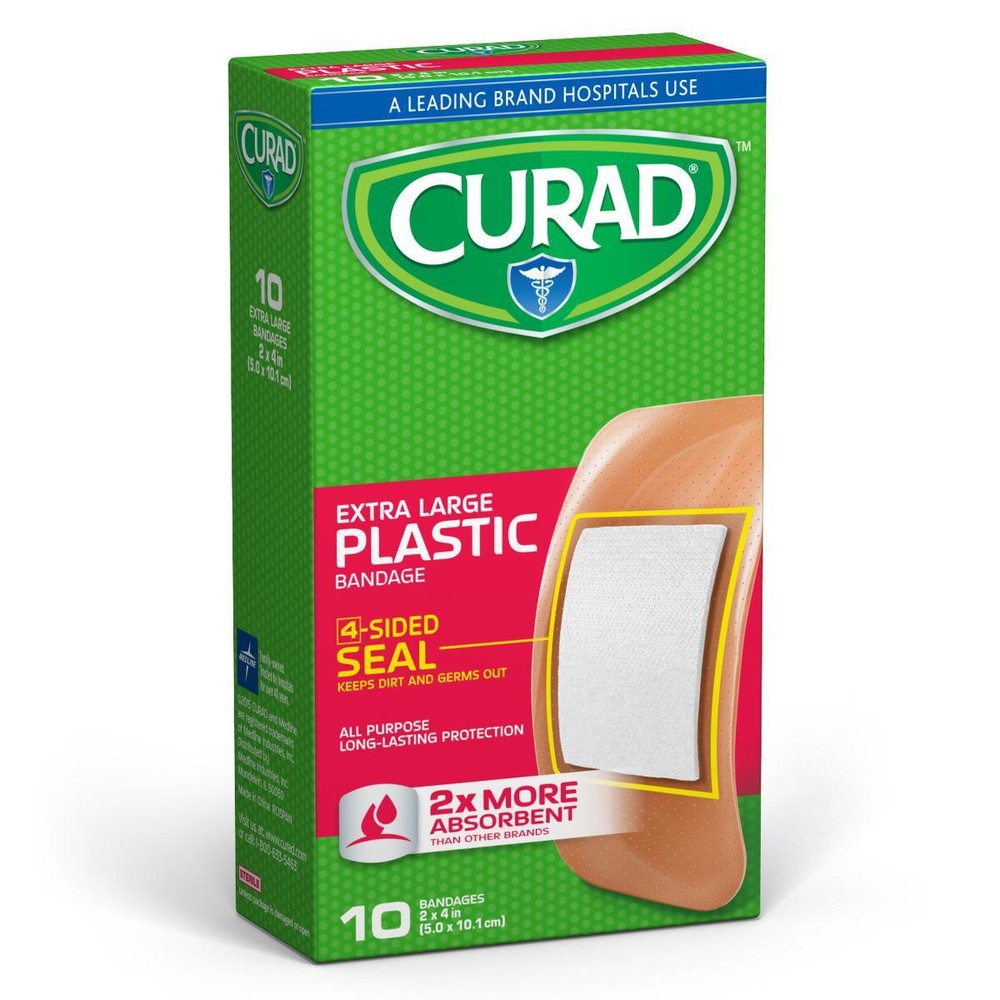 CURAD Plastic Adhesive Patch, 2" x 4", Case