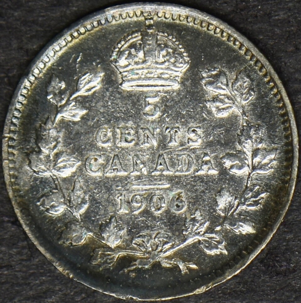 1906 Canada Silver 5 Cents - Toned - ✪COINGIANTS✪